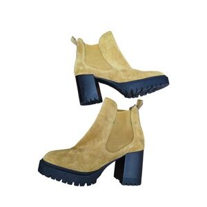 Aerosoles Women Block Heel Booties Emelia Size US 6M Golden Beige 466